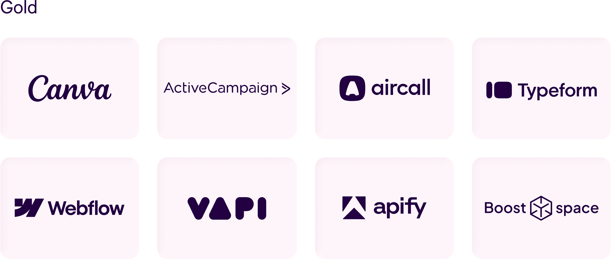 gold sponsors, canva, active campaign, aircall, typeform, webflow, vapi, apify, boost space