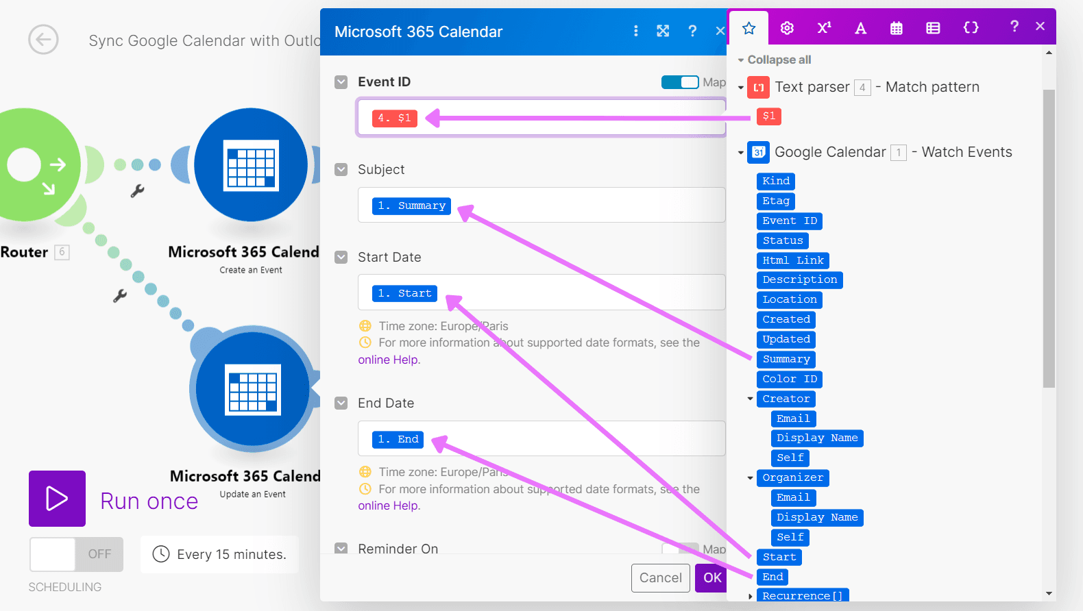 Update an Event in Outlook Calendar
