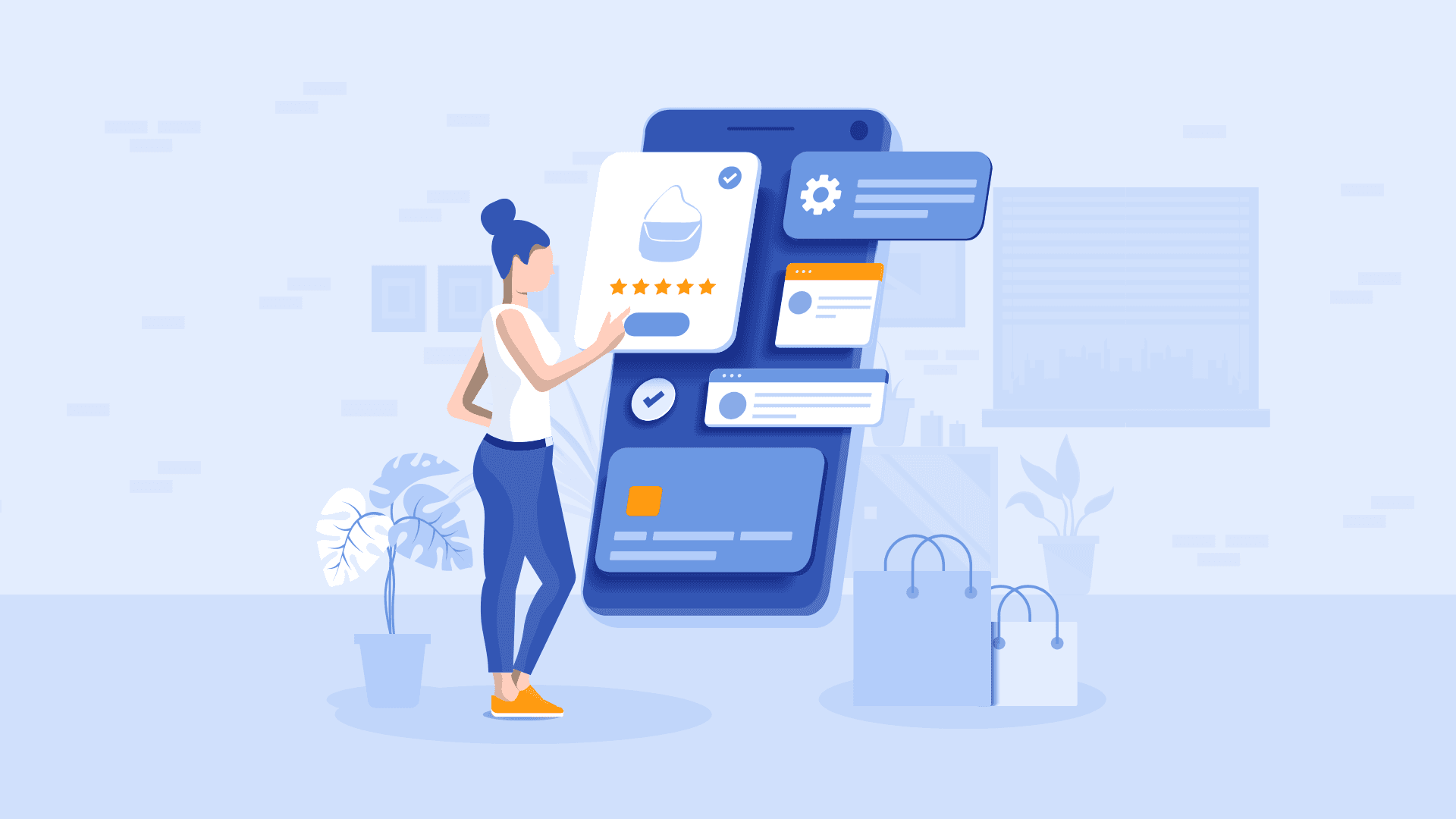 A woman shopping online.